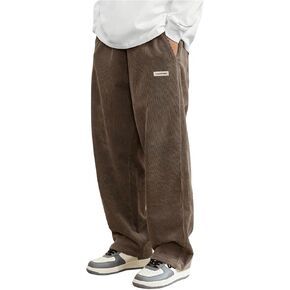 SOLY HUX Men's Drawstring Elastic Waist Loose Straight Leg Corduroy Pants with Pockets in Saudi Arabia