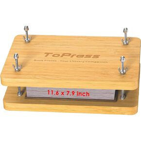 Yarkor Book Press - 11.6x7.9 Inch, Portable Bookbinding Press with Bamboo Structure for DIY Handmade Bookbinding Projects - Beginner-friendly, Can Also Used on Flower Pressing