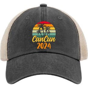 Cancun 2024 Cap Fish Hat AllBlack Trucker Hat Men Gifts for Dad Sun Hats