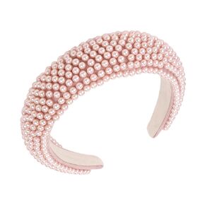 Pink Pearl Headbands Wide Beaded Padded Headband Elegant Stylish Hair Band Puffy Cute Hairband Fancy Bridal Headbands Hoop Non Slip Thick Headband Fashion Ladies Hair Accessories for Women Girls