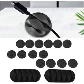 16PCS Car Cable Clips, Self-Adhesive Vehicle Charging Cord Organizer Holder, Charger Wire Manangement Keeper for Home, Office, Nightstand, Universal Auto Interior Accessories （Black）