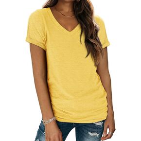 ATHMILE T Shirts Short Sleeve V Neck Tees for Women Fashion Tops Trendy Lightweight Soft Casual Summer Outfits Clothes 2024
