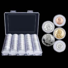 240 Pieces 30mm Coin Capsules Coin Holders for Collectors, with Foam Gasket and Plastic Storage Organizer Box, 5 Sizes (17/20/25/27/30mm) Coin Case for Coin Collection Supplies