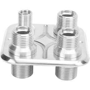 A/C Bulkhead, Car 4‑Port Air Conditioning Bulkhead,Heater Bulkhead Hose Fitting Universal Modification (Silver)