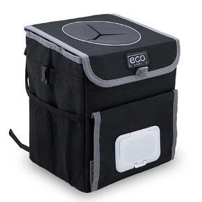 Eco Hygieia All-in-One Car Trash Can with Removable Leakproof Interior Liner, Adjustable Tissue Holder & Straps