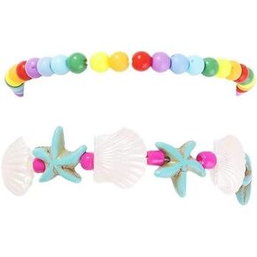 2Pcs Bohemian Colorful Shell Starfish Beaded Bracelet For Women Girls Summer Beach Boho Cute Jewelry Gifts