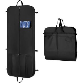 KEEGH Garment Bags for Travel 54" Tri-fold Garment Bag for Dresses Long Suit Bags Dress Bags for Closet Storage Hanging Clothes for Suit Coats Tuxedos Dresses with 4 Big Pockets, Black