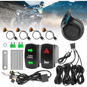 ATV UTV Turn Signal Kit, Universal Street Legal Turn Signal with Rocker Switch Toggle Switch&60B Horn, Side by Side Plug and Play Blinker Kit for Polaris, Kawasaki, Arctic Cat, Can-Am, Golf Cart
