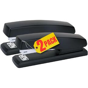 1InTheOffice Office Stapler for Desk, Heavy Duty Desk Stapler, Black, 20 Sheets Capacity,"2 Pack"