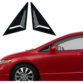 for Honda Civic Sedan 9th Gen 2012 2013 2014 2015 Window Louvers Rear Side Window Louvers Air Vent Scoop Shades Cover Blinds Trim Exterior Accessories 2PCS(Bright Pitch Black)