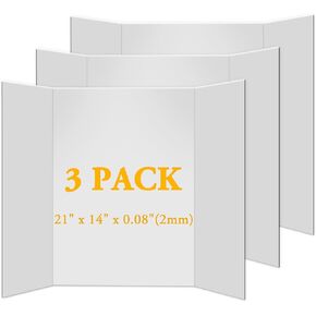 4Pcs Medium Trifold Poster Board, 26 x 16 Inches White Tri Fold Poster Boards Corrugated Presentation Cardboards for Science Fair, School Projects, Exhibitions, and Business Presentations