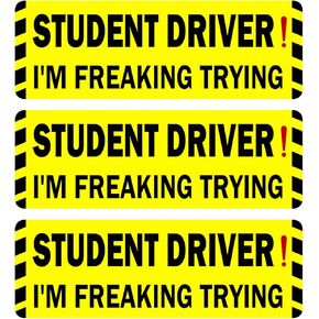 Miss Kiss Student Driver Car Magnet, 3 Pack Extra Large Student Driver Signs for Car, Reflective Student Driver Vehicle Bumper Magnet for Car, Safety Warning Sign (Pink-White)