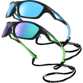 Kids Youth Baseball Sunglasses – Unbreakable Flexible Polarized Sports Sunglasses with Strap for Boys Girls Age 2-10