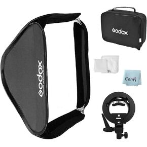Godox 15.8" x 15.8" Softbox with S-Type Bowens Mount Bracket Flash Holder Kit for Camera Flash Speedlight Studio Photography Lighting (40cm x 40cm)