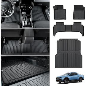 Floor Mats and Trunk Bed Mat Compatible with 2022-2024 Hyundai Santa Cruz Floor Liner and Truck Bed Liner Heavy Duty 2025 Santa Cruz Accessories