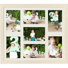 14x16 Collage Picture Frame, Displays 7Pcs 4x6 Picture Frame Collage with Mat or 1Pcs 14x16 without Mat for Wall, Wood Photo Collage Frame for Wall Decor, 1 Pack
