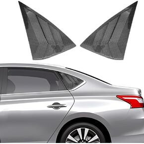 for Nissan Sentra 2013-2019 Exterior Accessories Sporty Car Rear Side Window Louvers Air Vent Scoop Shades Cover Trim Blinds 2PCS(Bright Pitch Black)