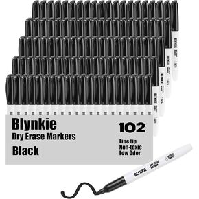 Dry Erase Markers Bulk Pack of 102 Fine Tip Black Whiteboard Markers, Low Odor Suitable for School Office or Home
