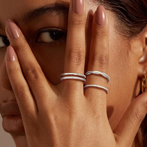 Florideco Stackable Gold Rings for Women Non Tarnish Dainty 14K Gold Plated Stackable Thin Rings Cubic Zirconia Thumb Ring Set Trendy Statement Promise Wedding Bands Engagement Rings for Women Size 5-10 in Saudi Arabia