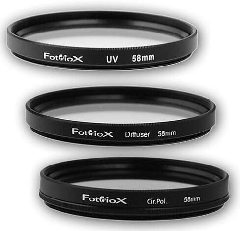 Fotodiox Filter Kit, UV, Circular Polarizer, Soft Diffuser, 58mm for Canon, Nikon, Sony, Olympus, Pentax, Panasonic Camera Lenses. in Kuwait