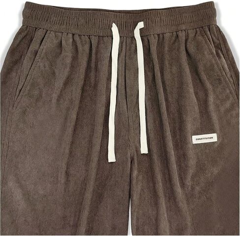 SOLY HUX Men's Drawstring Elastic Waist Loose Straight Leg Corduroy Pants with Pockets in Saudi Arabia