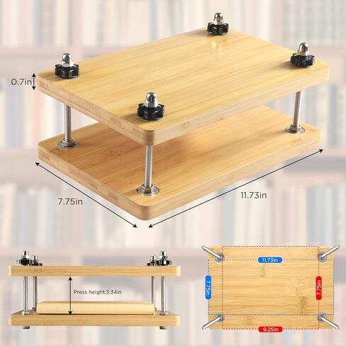NewEle Book Press، مجموعات تجليد الكتب - مجموعة أدوات تجليد الكتب الخشبية من الخيزران مع مجلد عظم حقيقي، Awl، خيط الشمع، قماش الكتب، عصابات الرأس DIY، 11.6 × 7.9 بوصة in Kuwait