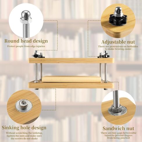 NewEle Book Press، مجموعات تجليد الكتب - مجموعة أدوات تجليد الكتب الخشبية من الخيزران مع مجلد عظم حقيقي، Awl، خيط الشمع، قماش الكتب، عصابات الرأس DIY، 11.6 × 7.9 بوصة in Kuwait