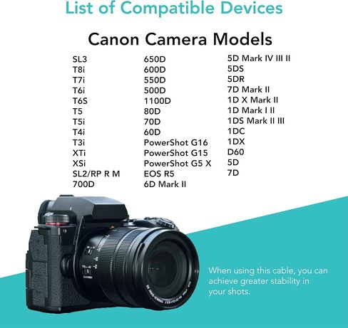 Foto&Tech 2.5mm-C3 Remote Control Shutter Release Cable for CAN0N EOS R5 Mark II 6D Mark II 5D Mark IV III II 5DS 5DR 7D Mark II D60 5D 7D (15 ft Cable) in Saudi Arabia