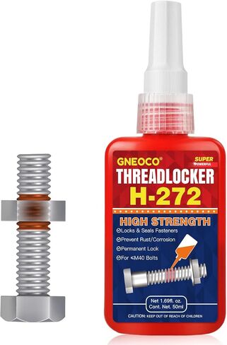 ThreadLocker Red 272 50 مل، قفل خيط عالي القوة محكم للصواميل والمسامير والمثبتات والمعادن، غراء معدني معالج لاهوائي لمنع الارتخاء والتآكل (50 مل/عبوة واحدة) in Kuwait