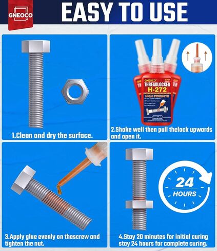 ThreadLocker Red 272 50 مل، قفل خيط عالي القوة محكم للصواميل والمسامير والمثبتات والمعادن، غراء معدني معالج لاهوائي لمنع الارتخاء والتآكل (50 مل/عبوة واحدة) in Kuwait
