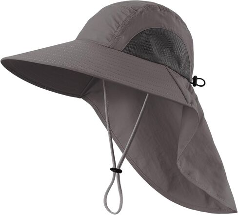 LLmoway Wide Brim Sun Hat with Neck Flap for Men Women Summer Outdoor UV Protection Breathable Fishing Hats with Strap in Saudi Arabia
