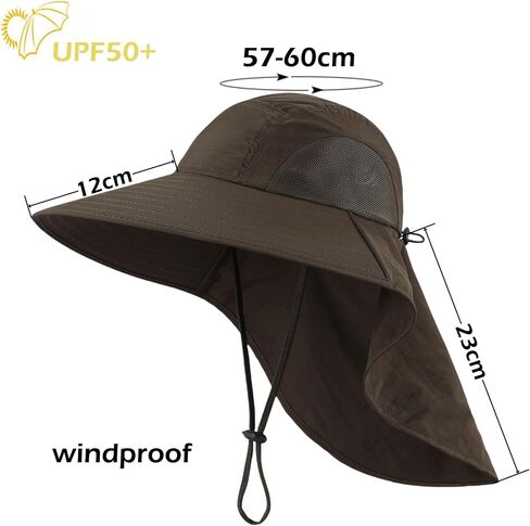 LLmoway Wide Brim Sun Hat with Neck Flap for Men Women Summer Outdoor UV Protection Breathable Fishing Hats with Strap in Saudi Arabia