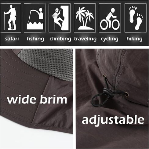 LLmoway Wide Brim Sun Hat with Neck Flap for Men Women Summer Outdoor UV Protection Breathable Fishing Hats with Strap in Saudi Arabia
