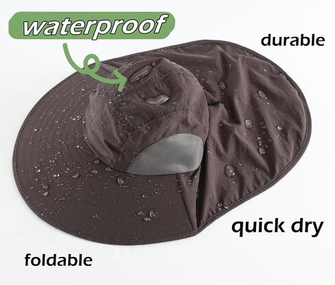 LLmoway Wide Brim Sun Hat with Neck Flap for Men Women Summer Outdoor UV Protection Breathable Fishing Hats with Strap in Saudi Arabia