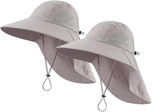 LLmoway Wide Brim Sun Hat with Neck Flap for Men Women Summer Outdoor UV Protection Breathable Fishing Hats with Strap in Saudi Arabia