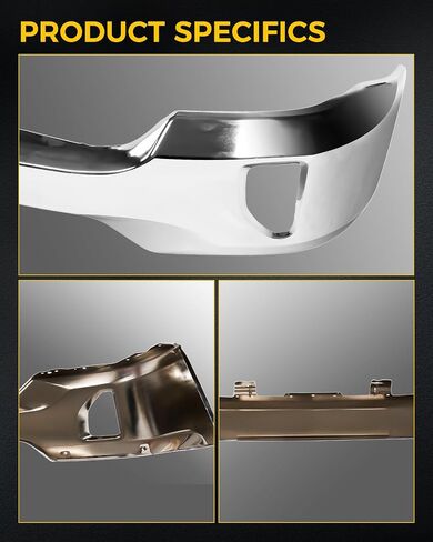 KYX Chrome Steel Front Bumper Compatible for 2016-2018 Chevrolet Silverado 1500/2019 Silverado 1500 LD with Fog Light Holes, without Park Assist Sensor Holes, Front Bumper Face Bar, GM1002861 in Saudi Arabia