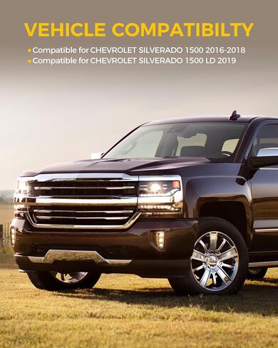 KYX Chrome Steel Front Bumper Compatible for 2016-2018 Chevrolet Silverado 1500/2019 Silverado 1500 LD with Fog Light Holes, without Park Assist Sensor Holes, Front Bumper Face Bar, GM1002861 in Saudi Arabia