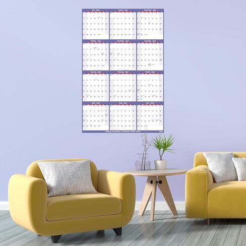 Yearly Wall Calendar 2026 - Large Yearly Calendar 2026, Jan 2026 - Dec 2026, 25.2" x 38.2" (Open), 2026 Calendar, Large Wall Calendar 2026, Full Year Paper with Notes, Thicker Paper - Multi in Saudi Arabia