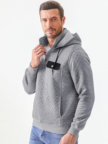 JMIERR Men's Quilted Hoodies Casual Long Sleeve Quarter-Zip Pullover Sweatshirt with Pockets in Saudi Arabia