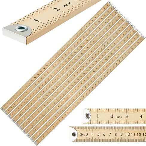 Hoteam 10 Pcs 36 Inches Natural Wood Yard Stick Ruler Wooden Yardstick with Hang Hole Metal Tips Yardstick Ruler Metal Ends Meter Stick Clothing Measuring School Classroom Home Office in Saudi Arabia