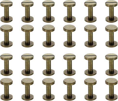 براغي شيكاغو M4x12mm من باتيكل، 25 مجموعة من مسامير شيكاغو النحاسية المشقوقة والمسامير اللولبية لألبومات الصور الخاصة بحزام الجلد، برونزية in Saudi Arabia