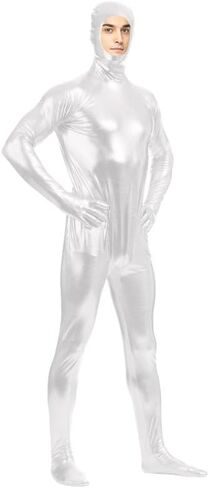 Men's and Women's Shiny Spandex Open Face Metallic Zentai Bodysuit in Saudi Arabia