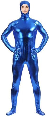 Men's and Women's Shiny Spandex Open Face Metallic Zentai Bodysuit in Saudi Arabia