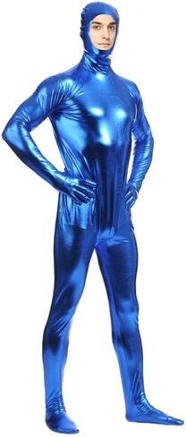 Men's and Women's Shiny Spandex Open Face Metallic Zentai Bodysuit in Saudi Arabia