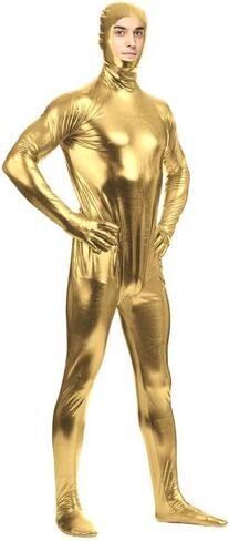 Men's and Women's Shiny Spandex Open Face Metallic Zentai Bodysuit in Saudi Arabia