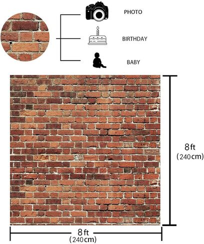 AIIKES 7x5FT Red Brick Wall Backdrop Brick Photography Backdrops Baby Birthday Party Graduation Home Decoration Background Photo Booth Studio Prop Banner 11-506 in Saudi Arabia