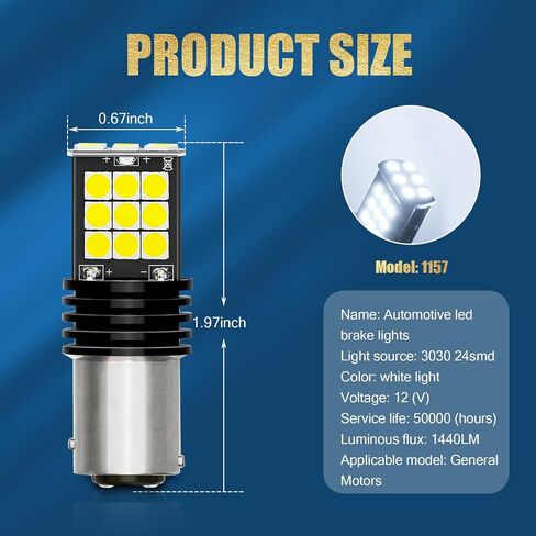 2 قطعة 1157 سيارة LED استبدال ضوء الفرامل، مصابيح إضاءة السيارة فائقة السطوع ومقاومة للماء، ملحقات لمبات الإضاءة الخلفية للسيارات العالمية 3030 24SMD لشاحنة سيارات الدفع الرباعي (الضوء الأحمر) in Saudi Arabia