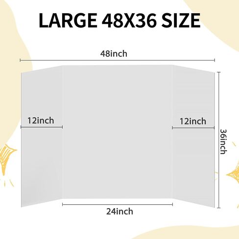 4PCS Medium Trifold Poster Boards 26x16.5 inches，White Corrugated Presentation Boards with Double Sided Tapes and Cardboard for Presentations,Projects,Booths,Science Fairs,as Well as Offices in Saudi Arabia