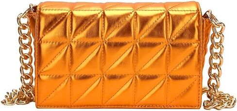 Small Metallic Glossy PU Leather Shoulder Bag Clutch Handbags for Women Fashion Chain Ladies Purse in Saudi Arabia