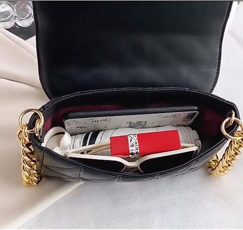Small Metallic Glossy PU Leather Shoulder Bag Clutch Handbags for Women Fashion Chain Ladies Purse in Saudi Arabia